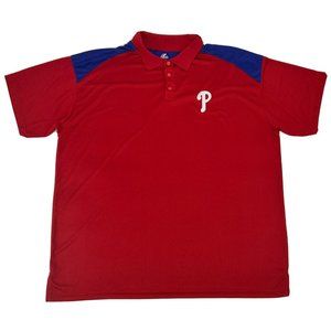Majestic Philadelphia Phillies Shirt‎ Men's 4XT Red Short Sleeve Polo MLB